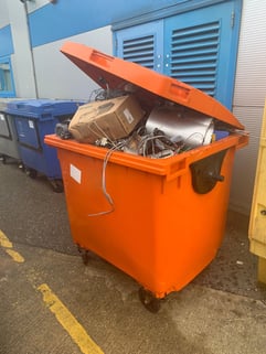 Large spill kit used as rubbish bin