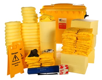 Large Spill Kit with yellow absorbents displayed